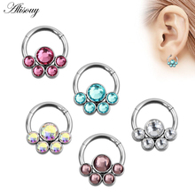 Alisouy 1 pc 16G 8mm Fashion Retro Round Beads Nose Ring Nostril Hoop Body Piercing Jewelry clip on nose studs colorful crystal 2024 - buy cheap