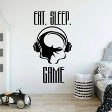 Игровая наклейка с надписью «Eat Sleep», виниловые наклейки на стену, декор для комнаты для подростков и мальчиков, детская комната, флешка, цитата D974 2024 - купить недорого