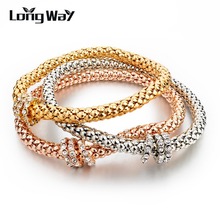LongWay-pulsera de cristal con colgante a la moda, brazalete con relleno de Color dorado, joyas de Color plata, abalorio elástico SBR150178 2024 - compra barato