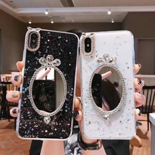 Smart glitter Mirror bling diamond Stander Phone Case For iphone X 8 7 6 6S Plus XR XS MAX Holder Cases 2024 - buy cheap