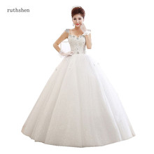 ruthshen New Vintage Ball Gown Wedding Dresses Vestidos De Novia 2018 V-neck Cap Sleeves Bridal Gown Robe De Mariee White/Ivory 2024 - buy cheap