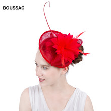 2018 Sale For Banquet Wedding Ladies Day Feather Headwear Flower Fascinators Hat Hair Clips Party Occasion Linen Pillbox Fedora 2024 - buy cheap