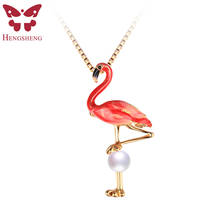 HENGSHENG Real Pearl Necklaces&Pendant,Gold Flamingo Pearl Pendant For Women,Flamingo Pendant,Fashion Jewelry With Fine Gift Box 2024 - buy cheap