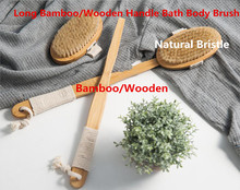 Long Bamboo Handle Bath Body Brush Boar Bristles Exfoliating Body Massager Skin Cleaning Brush with for Dry Brushing 2024 - buy cheap