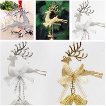 Colgante de Navidad de una pieza, adornos de campanas de Navidad, ciervo, regalo para Navidad 2024 - compra barato