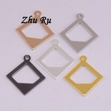 5 color ZHU RU 20pcs 18.6*12mm shiny Hollow quadrilateral square shape charms necklace pendant keychain charm for DIY decoration 2024 - buy cheap