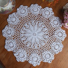 Novidade 37cm redondo algodão puro artesanal crochê renda doily esteira protegida da floral esteira almofada 2024 - compre barato