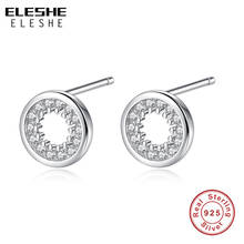 ELESHE New Trendy 925 Sterling Silver Minimalism Round Circle Stud Earrings for Women Zirconia Stone Earring Silver 925 Jewelry 2024 - buy cheap