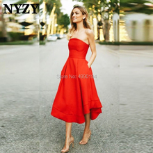 Vestido de Noite vermelho Curto NYZY C195 Elegante Vestido de Noite Formal Vestido de Partido Prom abendkleider 2019 Robe de Soirée 2024 - compre barato