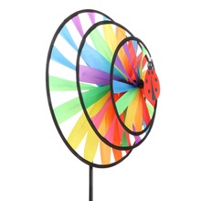 New Colorful Rainbow Triple Wheel Wind Spinner Windmill Garden Yard Outdoor Decor Kids Toys 2024 - buy cheap