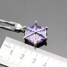 Lan Trendy 925 Sterling Silver Jewelry Sets Purple AAA Zircon  Ring Necklace Pendant Earring For Wedding Free Shipping 2024 - buy cheap