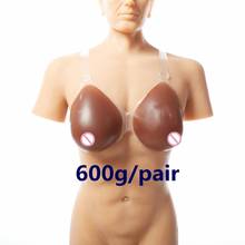 Fake Boobs 600g/pair B cup Black Silicone Breast Forms Drag Queen Artificial Breast 2024 - buy cheap