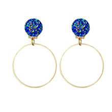 Gold Color Round Earings Minimalist Ear Clip Earing For Women Non Pierced Blue White Resin Cuff Earring Female Jewelry 2024 - buy cheap