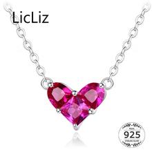 LicLiz New 925 Sterling Silver Pink CZ Crystal Heart Pendant Necklaces for Women New White Gold Link Chain Zircon Jewelry LN0461 2024 - buy cheap