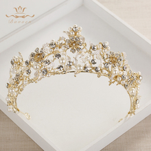 Bavo- tiaras retrô de pérolas barrocas, acessório de cabelo, flores de ouro, nas cores do ouro, para casamento 2024 - compre barato