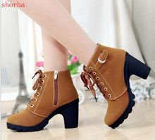 Fashion Women Boots Classic Women Motorcycle Boots Punk Bandage Autumn Waterproof Shoes Black Shoes plus size 35-41 2024 - buy cheap