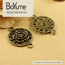 BoYuTe (10 Pieces/Lot) 32*46M Vintage Style Antique Bronze Plated Zinc Alloy Materials Rose Connectors for Jewelry Makings 2024 - buy cheap