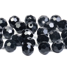 Black Football Faceted Austrian Crystal Beads Round Sphere Glass Beads 4MM 6MM 8MM Jewelry Bracelet Making DIY 2024 - buy cheap