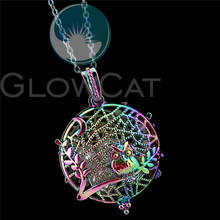 R-C971 Rainbow Moon Owl Beads Cage Pendant Perfume Diffuser Aroma Pearl Cage Magnet Locket Necklace 2024 - buy cheap