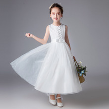 Vestido largo blanco de fiesta para niña, ropa de flores para niña, Vestidos formales de cumpleaños y boda, ropa para niña de 3 a 17 T 184041 2024 - compra barato