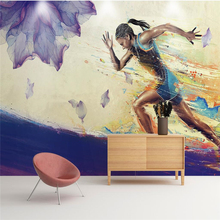 Papel de pared de beibehang, murales personalizables a cualquier tamaño, foto, gimnasio, correr, pintura al óleo, papel de pared de tv 2024 - compra barato
