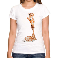 Футболка для мужчин и женщин, Стильная Милая летняя модная с принтом жирафа, животного, материнской любви, с коротким рукавом 2024 - купить недорого