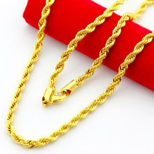 Fashion 24 k Yellow Gold Cover Singapore Twisted Men's Chain Necklace 3 4 5MM 20-30 Inch For Men Jewelry High Quality Bijouterie 2024 - buy cheap