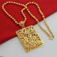 New Trendy & fashion 24k Vacuum Plating hollow follower Pendant Necklace For women,Men's pendant with 5mm ball chain jewelry 2024 - buy cheap