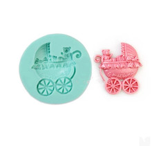 Free shipping The pram and little bear resin  silicone mold,fondant molds,sugar craft tools,chocolate mould, cakes 2024 - buy cheap