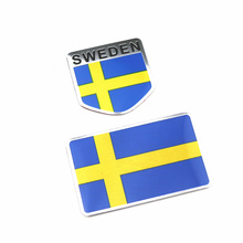 2Pcs Aluminum Sweden Flag Car Styling Sticker Emblem Decal Badge For SE Cars Body Window Door for Volvo V70 XC60 S60 V60 V40 2024 - buy cheap