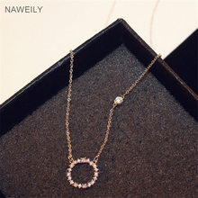NAWEILY Fashion Circle Clavicle Chain Necklaces Women Jewelry Exquisite Rhinestone Pendant Necklace NWLN157 2024 - buy cheap