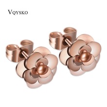 Fashion Women Earrings 316LStainless Steel Rose Gold  Flower Stud Earrings 2024 - buy cheap