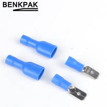 50pcs 6.3mm blue Female with Male Spade Insulated Electrical Crimp Terminal Connectors 2024 - buy cheap