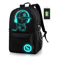 Music Boy Monkey D Luffy Print School Backpack Student Luminous Backpack Animation USB Charger School Bag Teenager Computer Bag 2024 - buy cheap