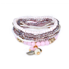 Bohemian Candy Color For Women Jewelry Tassel Leaf Charm Bracelet Set Party Gifts Pulseras Multilayer Beads Bracelets Bangles 2024 - buy cheap