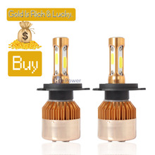 2x S2 72W H4 H7 H11 H1 9005/HB3 9006/HB4 H13 9004 9007 H3 Car Headlight Kit 6500k White Bulbs Cob Led Fog Light HeadLamp IP67 2024 - buy cheap