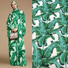 Green Banana Leaf Print Fabric Diy Shirt Dress Scarf Clothing 100% Polyester Fabrics Material Wholesale Cloth Per Meter 2024 - buy cheap