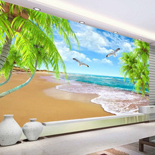 Papel tapiz fotográfico 3D De paisaje natural, murales De playa De Coco, sala De estar, TV, sofá, Fondo De Hotel, tela De pared 3D 2024 - compra barato
