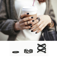 3 шт., модные женские кольца в стиле панк, черные однотонные кольца на кончиках пальцев, набор для девушек и женщин 2024 - купить недорого