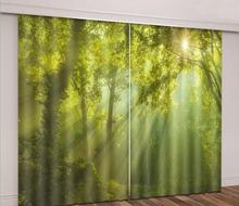 Cortinas 3d com estampa de floresta, cortinas personalizadas para decoração de janelas, sala de estar, escritório, quarto 2024 - compre barato