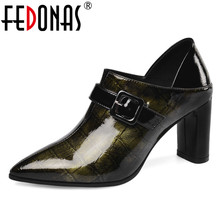 FEDONAS New Women Pumps Spring Autumn Elegant Pointed Toe Party Shoes Woman 2020 High Heels Buckle Genuine Leather Women's Shoes 2024 - buy cheap