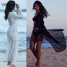 Vikionfly-biquíni longo com renda de crochê, cobertura total, roupa de banho para mulheres, maiô, roupa para nadar, vestuário de praia 2024 - compre barato