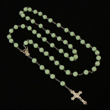 8mm Luminous Rosary Christian Cross Rose Rosary Necklace Luminous Rosary Necklace Men Women Women Christians 2024 - buy cheap
