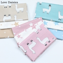 100% Cotton Twill CAMEL PINK BLUE Cartoon Simple White Alpaca Stars Fabrics for DIY Crib Bedding Cushion Sheet Handwork Decor 2024 - buy cheap