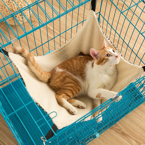Теплый подвесной коврик для кошки мягкий гамак для кошки зимний сохраняющий тепло гамак для домашних питомцев клетка для котенка утолщенная кровать подушка Прямая доставка 2022 - купить недорого