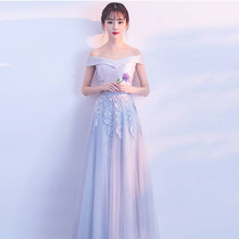 2019 Off The Shoulder Evening Dress Sleeveless Lace Appliques Ribbons Prom Gowns Pleated Formal Dress For Party Vestido de noche 2024 - buy cheap