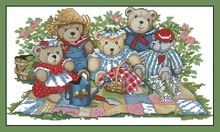 Top Quality Beautiful Lovely Counted Cross Stitch Kit Bear Picnic Five Little Bears Lunch dim 3809 2024 - buy cheap