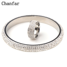 Chanfar Fashion Colorful Jewelry Sets Crystal Stainless Steel Bangle &  Ring For Bridal Wedding Women Party Jewelry Gift 2024 - buy cheap