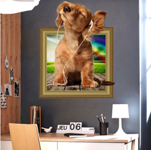 3D simulation cute bedroom animal children room dog wall paste living room pet shop paste wallpaper decoration sticker decor 2024 - buy cheap