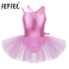 Kids Girls Fancy Costumes Glossy Camisole with Splice Bowknot Ballet Dancewear Ballerina Gymnastics Leotard Dancing Tutu Dress 2024 - buy cheap